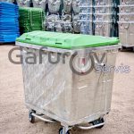 Metal garbage container with flat lid 1100 liters hot deep galvanized